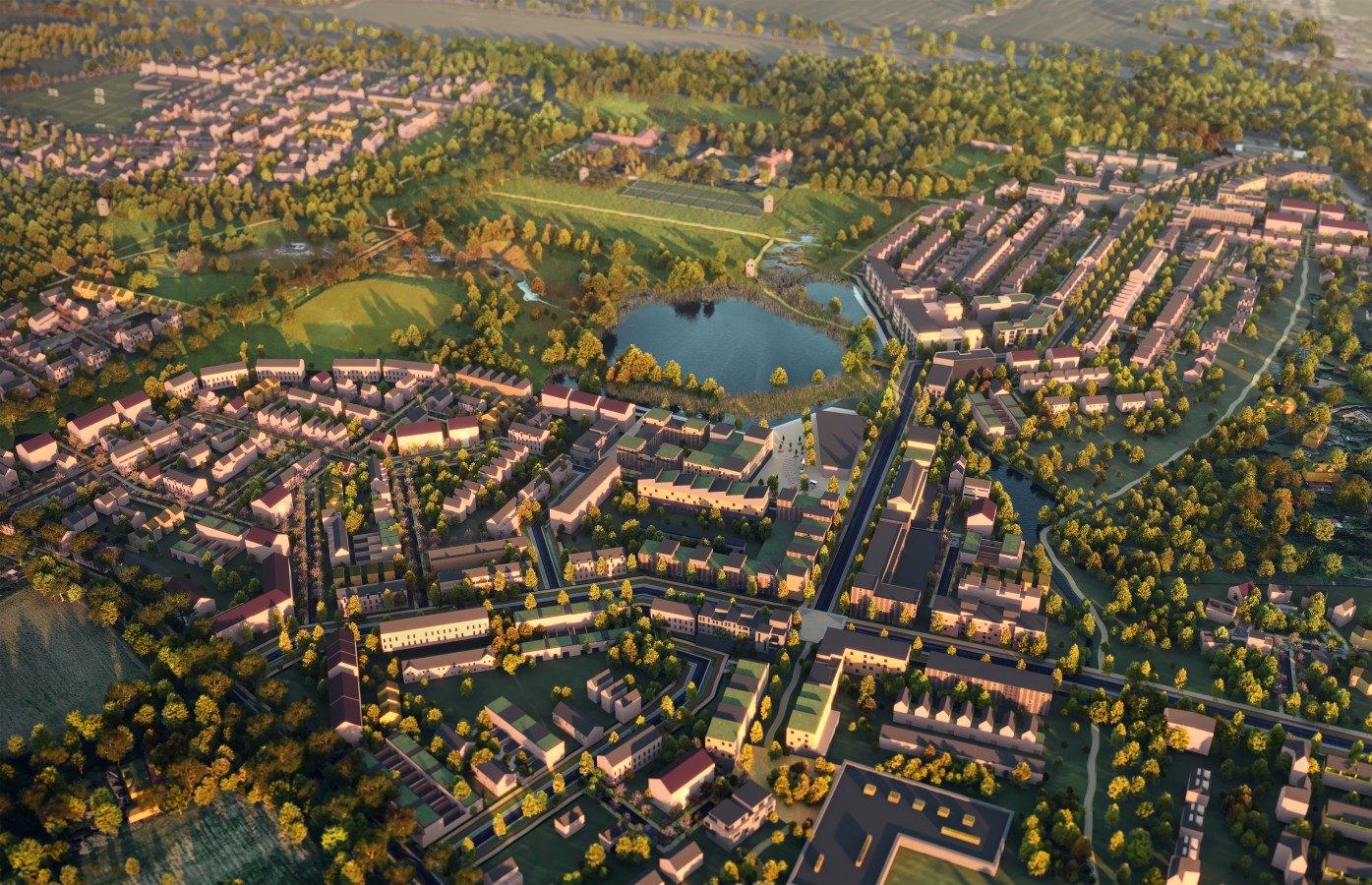 Aerial view of a residential estate served by a private-wire network